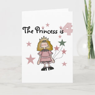 Princess 4e födelsedagen Tshirts och Gifts Kort