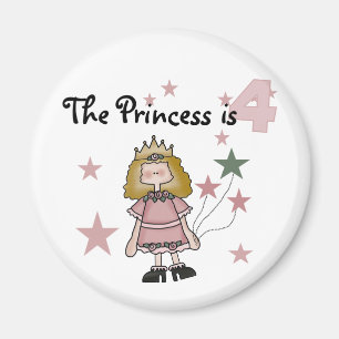 Princess 4e födelsedagen Tshirts och Gifts Magnet