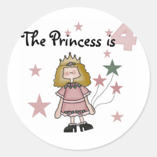 Princess 4e födelsedagen Tshirts och Gifts Runt Klistermärke