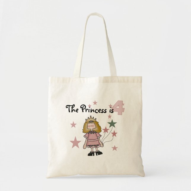 Princess 4e födelsedagen Tshirts och Gifts Tygkasse (Framsidan)