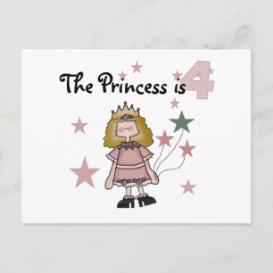 Princess 4e födelsedagen Tshirts och Gifts Vykort