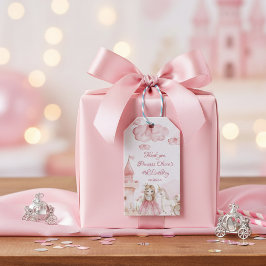 Princess 4th birthday Pink Castle Unicorn Party Presentetikett