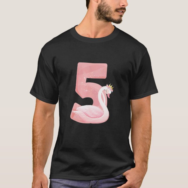 Princess 5th Birthday Svan 5 Year Old Girl T Shirt (Framsida)