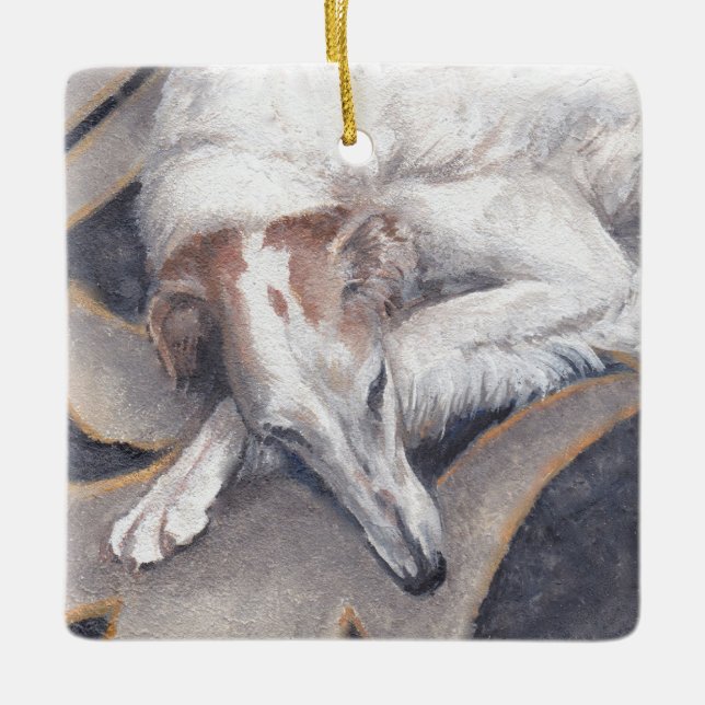 Princess Alia Borzoi Hund Art Square Ornament (Framsida)