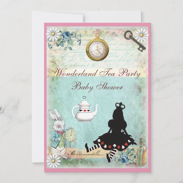 Princess Alice i party för underlandbaby showerTea Inbjudningar (Framsida)