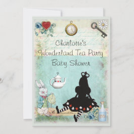 Princess Alice i Wonderland Tea Party Baby Shower Inbjudningar