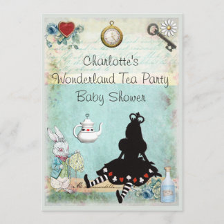 Princess Alice i Wonderland Tea Party Baby Shower Inbjudningar
