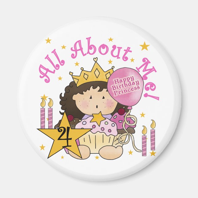 Princess All Om Me 4e födelsedagen Tshirts Magnet (Framsidan)