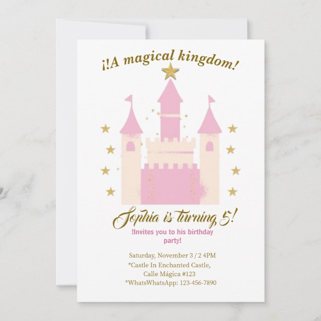 Princess and Castle Birthday Invitation | "Childre Inbjudningar (Framsida)