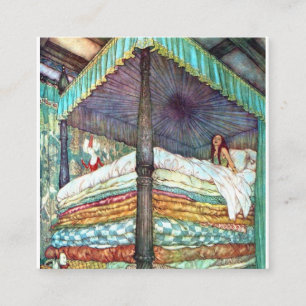 Princess and Pea Print - Fairy Tale Hans Ander Fyrkantigt Visitkort