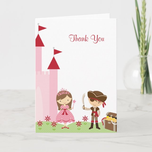 Princess and Pirat Note Card Tack Kort (Framsida)