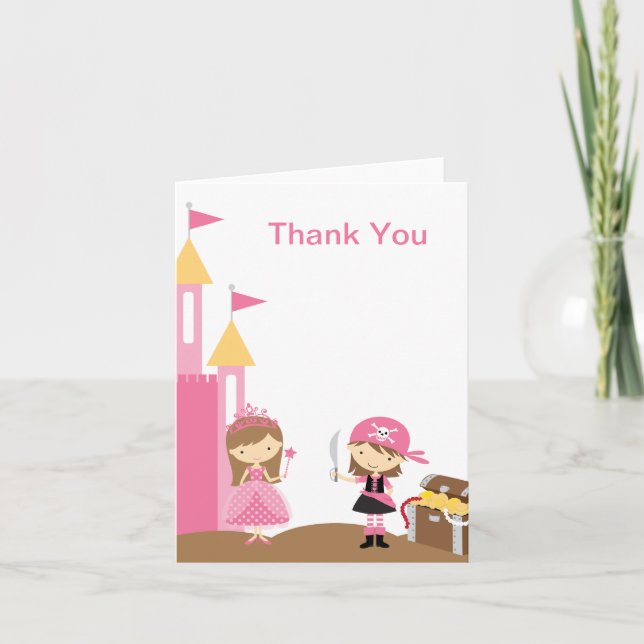 Princess and Rosa Pirat Note Cards Tack Kort (Framsida)