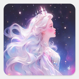 Princess Anime Girl av Stars Fyrkantigt Klistermärke