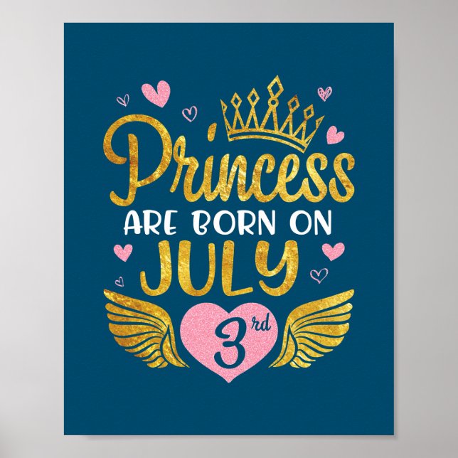 Princess är född den 3 juli Grattis på födelsedage Poster (Framsidan)