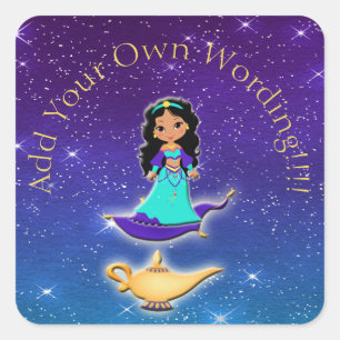 Princess Arabian Nights Genie Magic Stickers Fyrkantigt Klistermärke