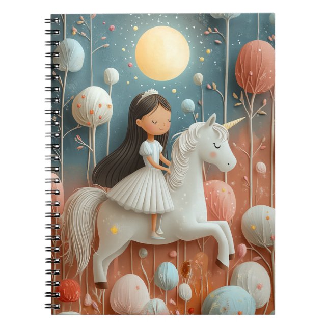 Princess Äventyr Unicorn Journal - Whimsical Anteckningsbok (Framsidan)