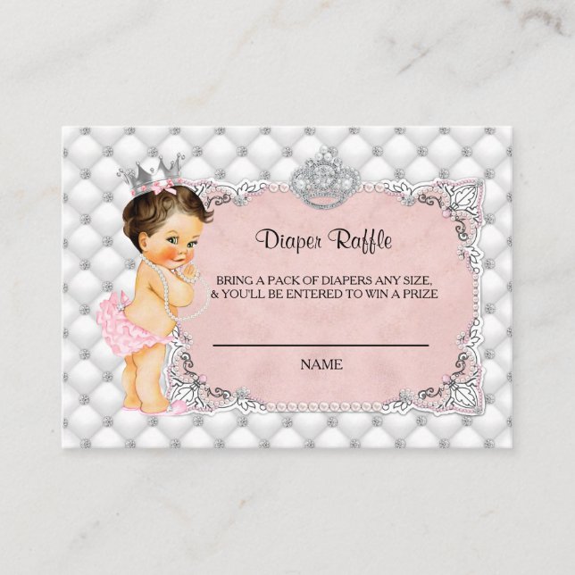 Princess Baby Diamonds Pearls Diaper Raffle Biljet Tilläggskort (Framsida)