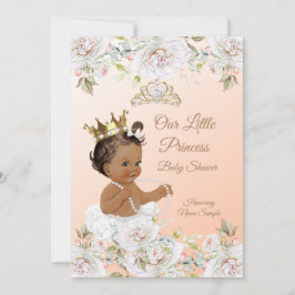 Princess Baby Shower Coral Peach White Ethnic Inbjudningar