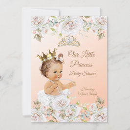 Princess Baby Shower Coral Peach White Inbjudningar
