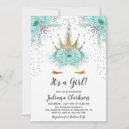 Princess Baby Shower för myntprinsessan Silver & G Inbjudningar