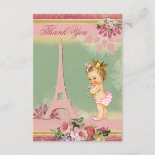 Princess baby shower för tackEiffel torn Tack Kort