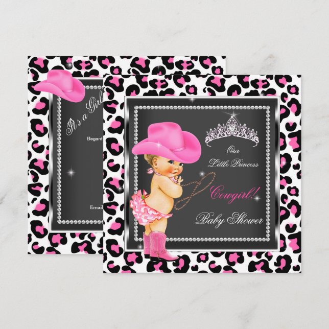 Princess Baby Shower Girl Cowgirl Blonde Inbjudningar (Fram/baksida)