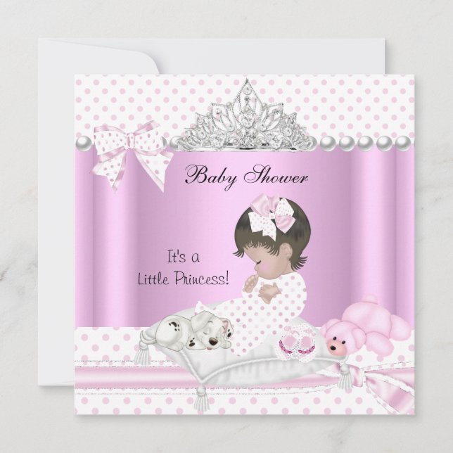 Princess Baby Shower Girl Puppy Tiara Inbjudningar (Framsida)
