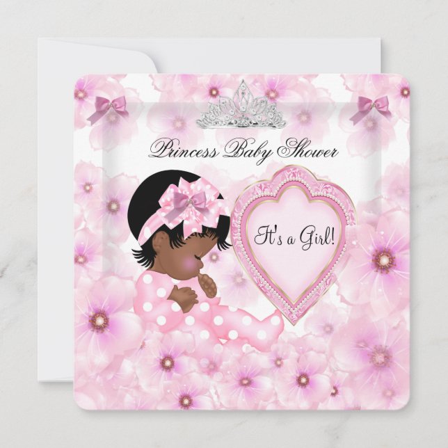 Princess Baby Shower Girl Rosa Blommigt Heart Inbjudningar (Framsida)