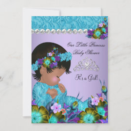 Princess Baby Shower Girl Teal Blue Lila 2 Inbjudningar