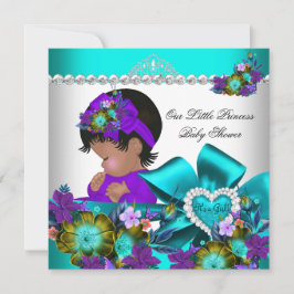Princess Baby Shower Girl Teal Blue Lila 3 Inbjudningar