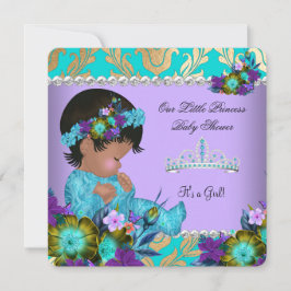 Princess Baby Shower Girl Teal Blue Lila Guld Inbjudningar