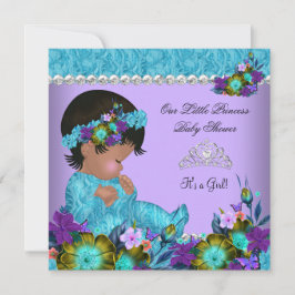 Princess Baby Shower Girl Teal Blue Lila Inbjudningar