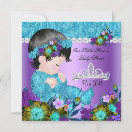 Princess Baby Shower Girl Teal Blue Lila New 2 Inbjudningar