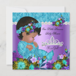 Princess Baby Shower Girl Teal Blue Lila New Inbjudningar