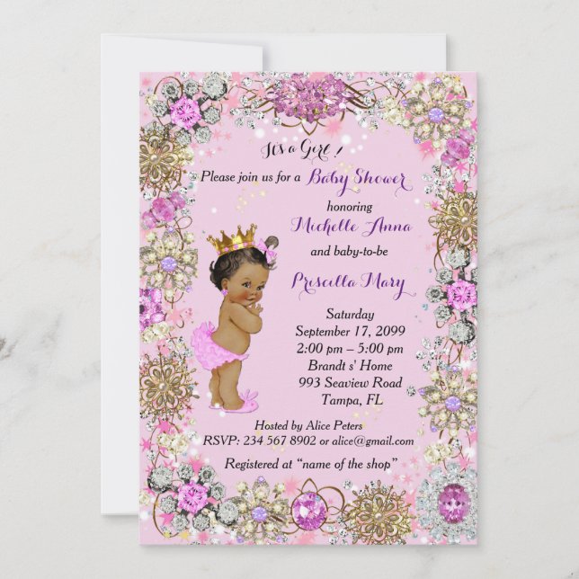 Princess Baby Shower-inbjudan, lille prinsessan. Inbjudningar (Framsida)