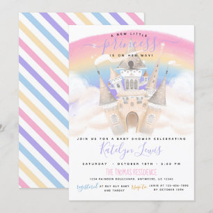 Princess Baby Shower-inbjudan med regnbåge Inbjudningar
