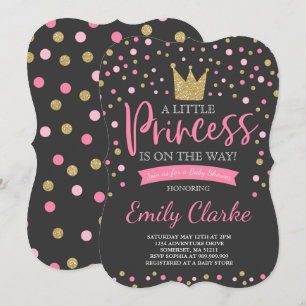 Princess Baby Shower-inbjudan till Rosa Guld Showe Inbjudningar