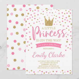 Princess Baby Shower-inbjudan till Rosa Guld Showe Inbjudningar