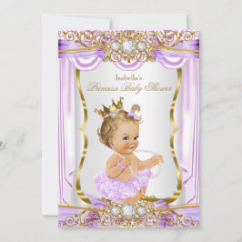 Princess Baby Shower Lila Silke Guld Blonde Inbjudningar