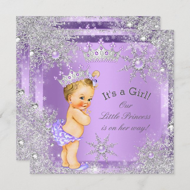 Princess Baby Shower Lilac Wonderland Blonde Baby Inbjudningar (Fram/baksida)