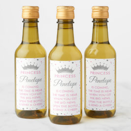 Princess Baby Shower Mini Vin Flaska-etiketter Vinetikett