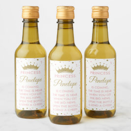 Princess Baby Shower Mini Vin Flaska-etiketter Vinetikett