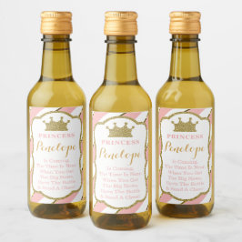 Princess Baby Shower Mini Vin Flaska-etiketter Vinetikett