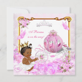 Princess Baby Shower Rosa Guld Carriage Ethnic Inbjudningar