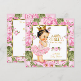 Princess Baby Shower Rosa Guld Ro Blommigt Inbjudningar