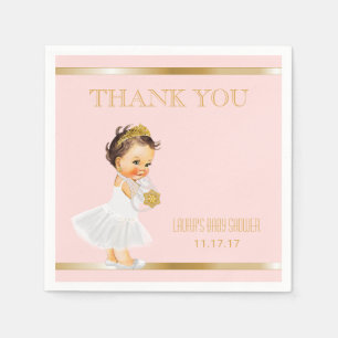 Princess Baby Shower Rosa Guld Tack Pappersservett