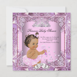 Princess Baby Shower Rosa Lila Tutu Brunette Inbjudningar