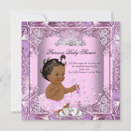 Princess Baby Shower Rosa Lila Tutu Ethnic Inbjudningar