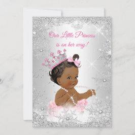 Princess Baby Shower Rosa Silver Winter Ethnic Inbjudningar