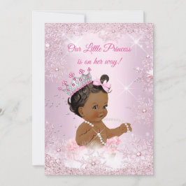 Princess Baby Shower Rosa Snowflake Winter Ethnic  Inbjudningar